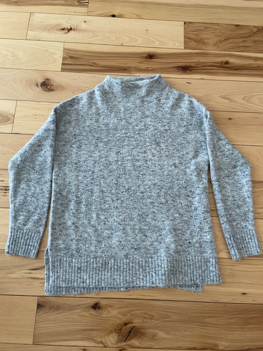 Gray Mock Neck Sweater Women’s Small Soft Cozy Knit Minimal Basic